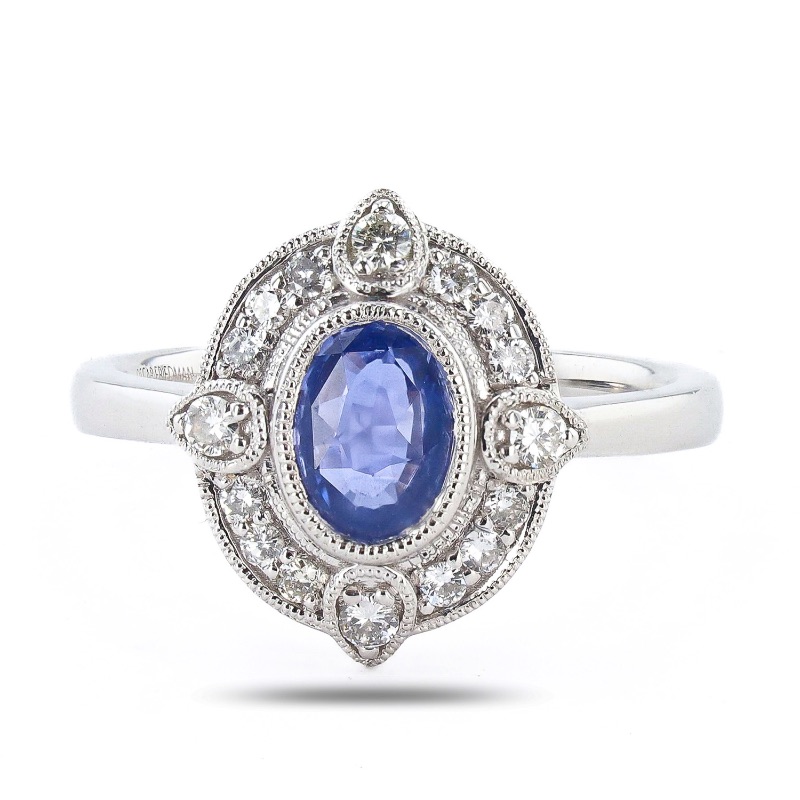 Photo 1 of 1.20ct UNHEATED Blue Sapphire and 0.22ctw Diamond Platinum Ring (GIA CERTIFIED) W. MSRP Appraisal  (APPROX. SIZE 6-7) RN036837