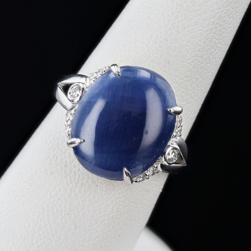 Photo 3 of 11.27ct Blue BURMESE Sapphire and 0.15ctw Diamond Platinum Ring W. MSRP Appraisal (Approx. Size 6-7)  RN036772