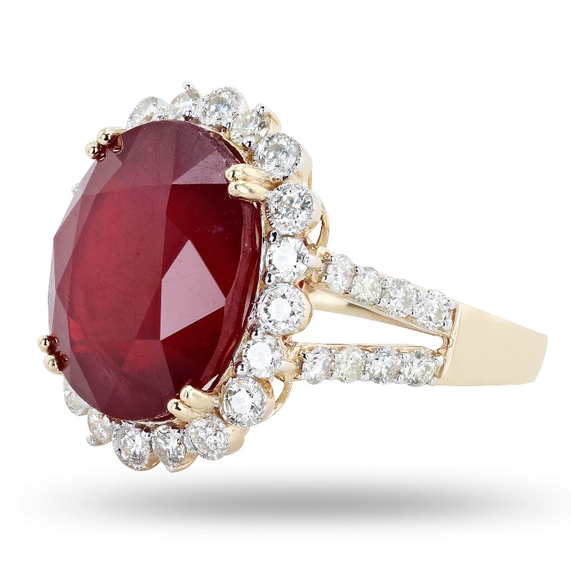 Photo 1 of 18.10ct Ruby and 1.32ctw Diamond 14K Yellow Gold Ring W MSRP APPRAISAL (APPROX. SIZE 6-7)  RN033997