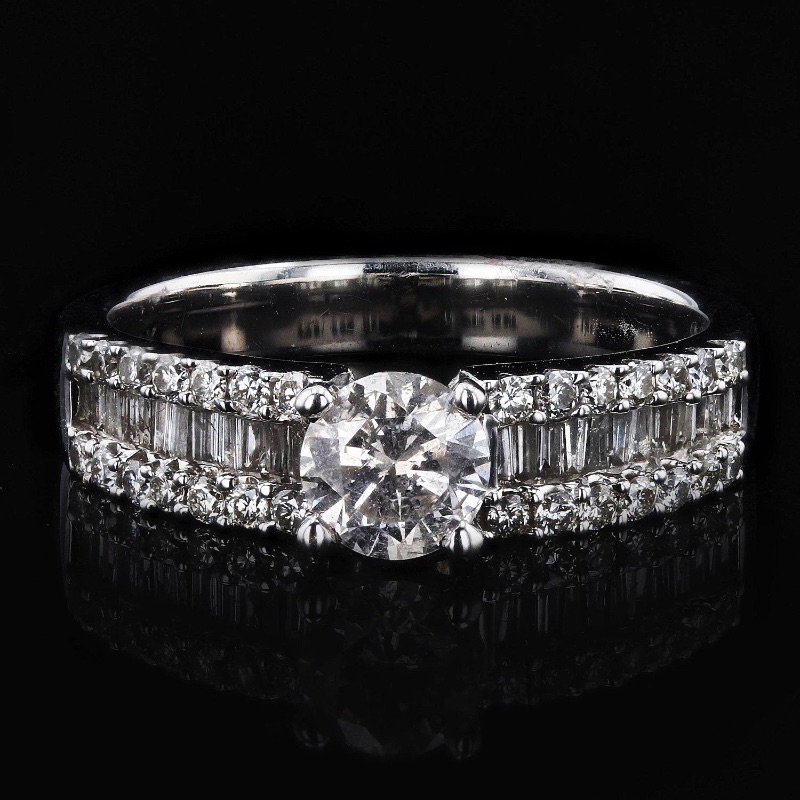 Photo 1 of 0.53ct CENTER Diamond 14K White Gold Ring (1.05ctw Diamonds) W. MSRP APPRAISAL (APPROX. SIZE 6-7)  RN026132