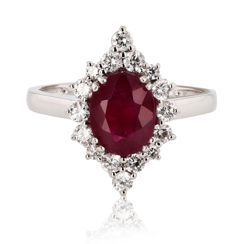 Photo 1 of 2.18ct Ruby and 0.54ctw Diamond Platinum Ring w. MSRP APPRAISAL (APPROX SIZE 6-7)  RN027554