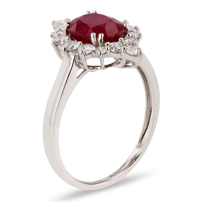 Photo 2 of 2.18ct Ruby and 0.54ctw Diamond Platinum Ring w. MSRP APPRAISAL (APPROX SIZE 6-7)  RN027554