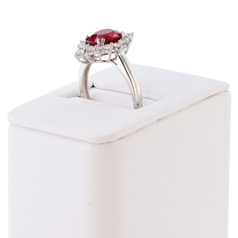 Photo 3 of 2.18ct Ruby and 0.54ctw Diamond Platinum Ring w. MSRP APPRAISAL (APPROX SIZE 6-7)  RN027554