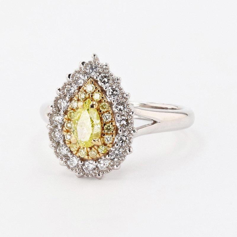 Photo 3 of 0.42ct Fancy Yellow CENTER Diamond 14K Yellow and White Gold Ring (0.99ctw Diamonds) W MSRP APPRAISAL (APPROX. SIZE 6-7)  RN026383