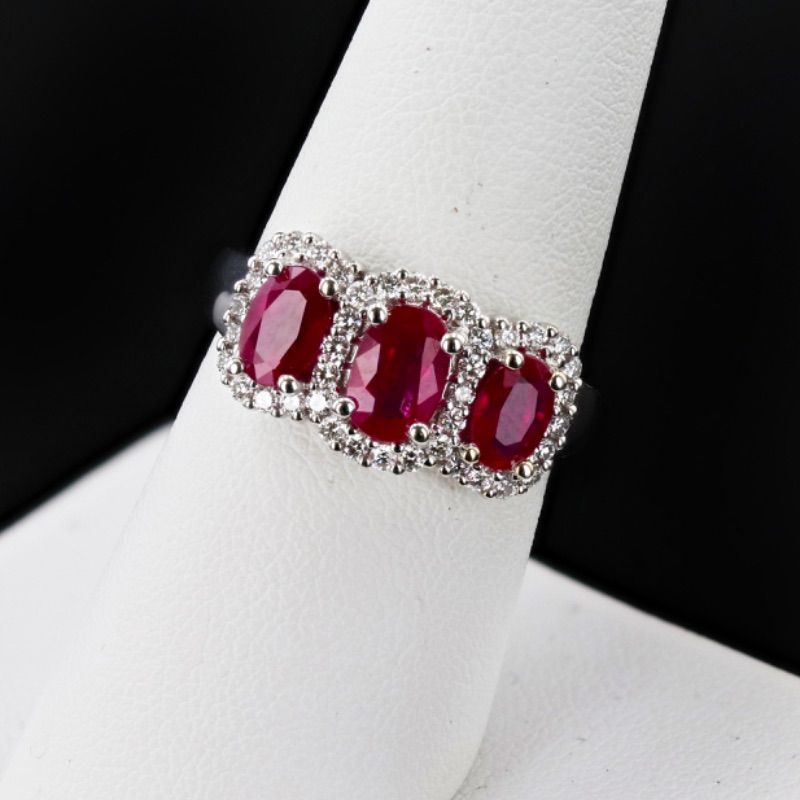 Photo 1 of 2.13ctw Ruby and 0.41ctw Diamond 14K White Gold Ring w. MSRP APPRAISAL (APPROX SIZE 6-7). RN033008