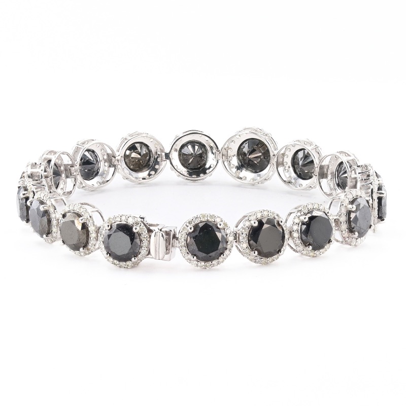 Photo 1 of 22.12ctw Fancy Black Diamond and 3.20ctw Diamond 14K White Gold Bracelet W. MSRP Appraisal  BR008286