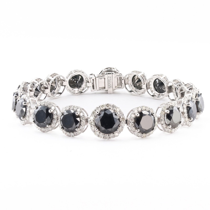 Photo 2 of 22.12ctw Fancy Black Diamond and 3.20ctw Diamond 14K White Gold Bracelet W. MSRP Appraisal  BR008286