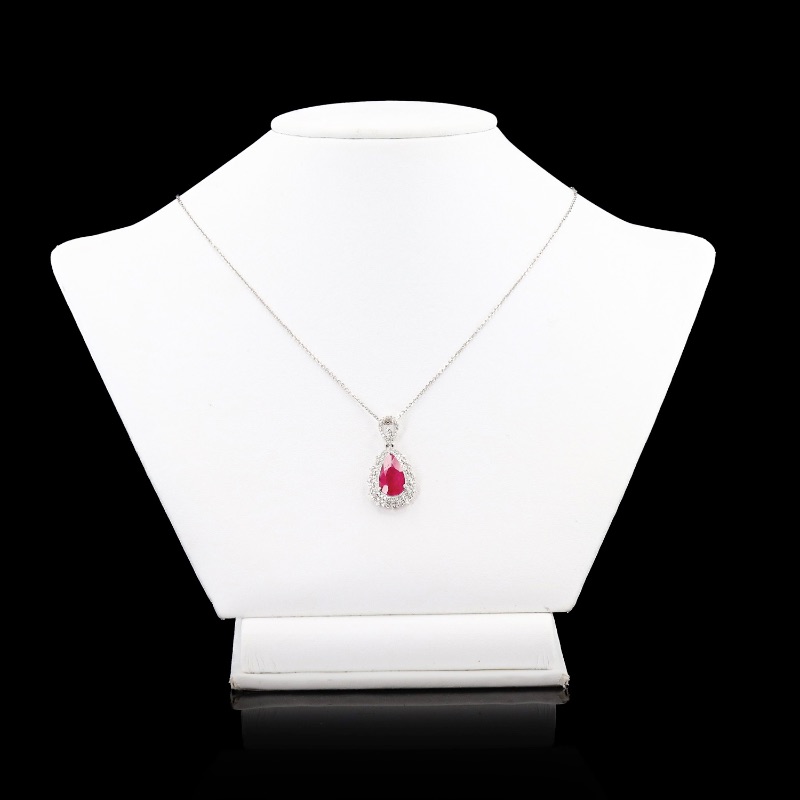 Photo 1 of 3.00ct BURMESE Ruby and 0.54ctw Diamond Platinum Pendant (GIA CERTIFIED) W. MSRP Appraisal   NK015809