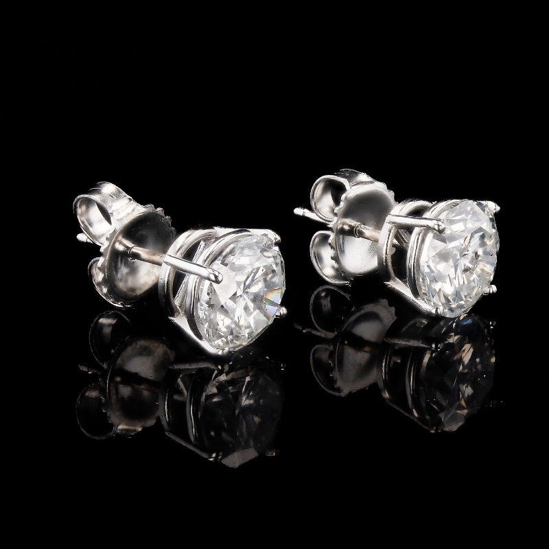 Photo 3 of 2.99ctw G COLOR SI3 to I1 CLARITY Diamond 14K White Gold Stud Earrings W MSRP APPRAISAL ER007516