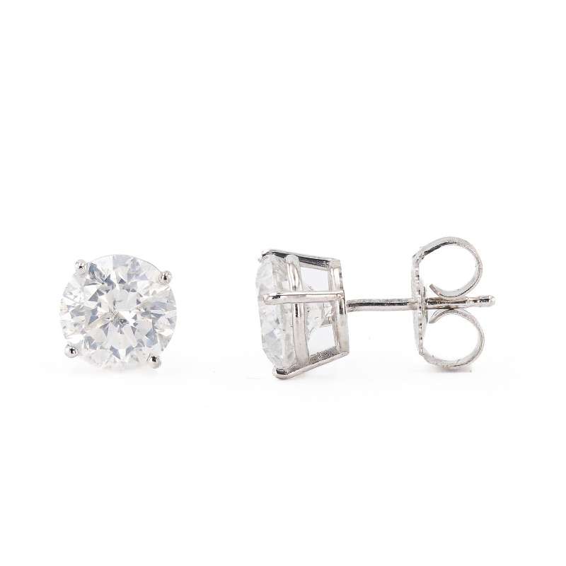 Photo 1 of 2.99ctw G COLOR SI3 to I1 CLARITY Diamond 14K White Gold Stud Earrings W MSRP APPRAISAL ER007516