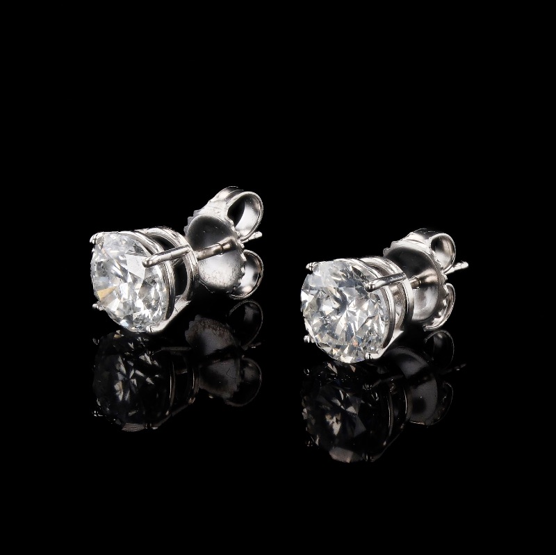 Photo 2 of 2.99ctw G COLOR SI3 to I1 CLARITY Diamond 14K White Gold Stud Earrings W MSRP APPRAISAL ER007516