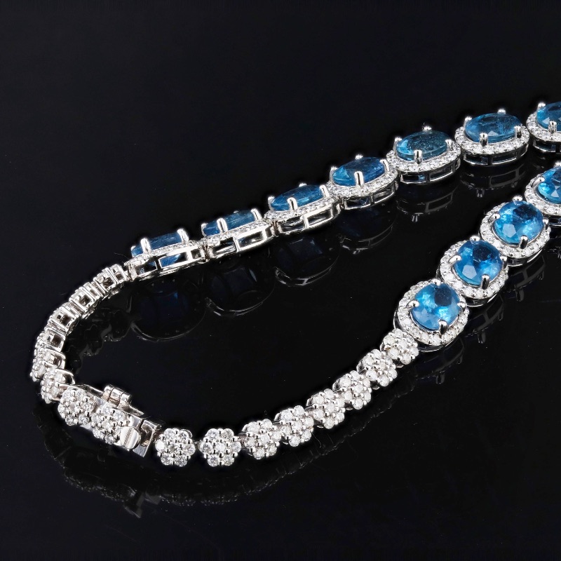 Photo 3 of 42.30ctw Aquamarine and 8.01ctw Diamond 14K White Gold Necklace W MSRP APPRAISAL  NK014309