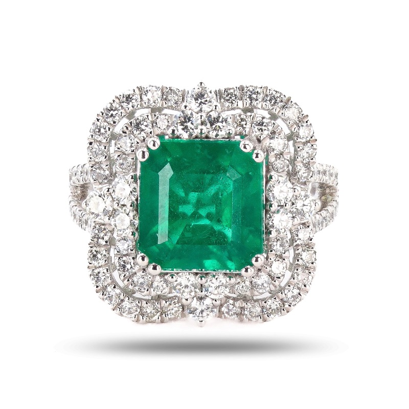 Photo 2 of 4.15ct Emerald and 1.38ctw Diamond Platinum Ring (GIA CERTIFIED) W MSRP APPRAISAL (APPROX SIZE 6-7) RN034808