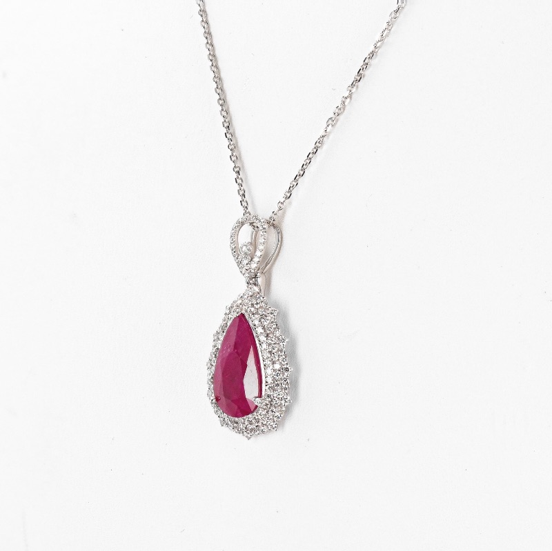 Photo 3 of 3.00ct BURMESE Ruby and 0.54ctw Diamond Platinum Pendant (GIA CERTIFIED) W. MSRP Appraisal   NK015809