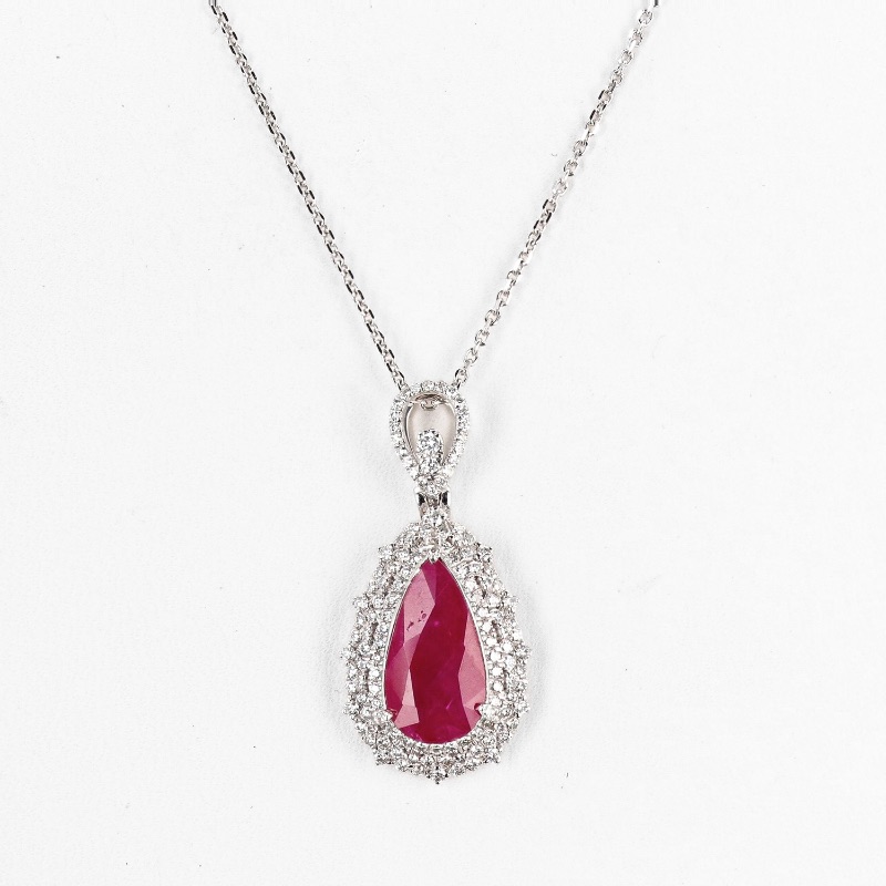 Photo 2 of 3.00ct BURMESE Ruby and 0.54ctw Diamond Platinum Pendant (GIA CERTIFIED) W. MSRP Appraisal   NK015809