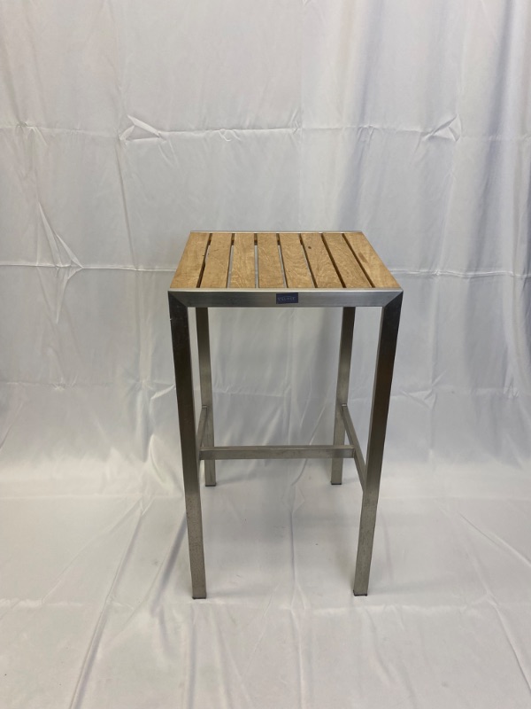 Photo 3 of BACKLESS WOOD SLATE W METAL BAR STOOLS H29"