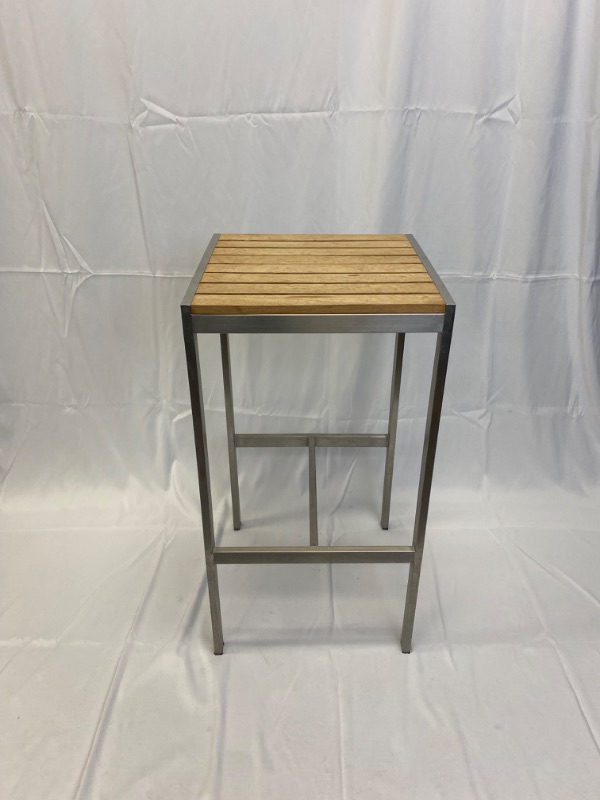 Photo 1 of BACKLESS WOOD SLATE W METAL BAR STOOLS H29"