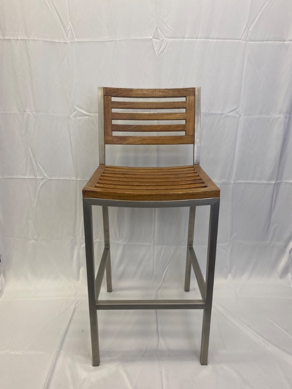 Photo 1 of NEW VILLAGE CASA TEAK SLATE W METAL FRAME BAR STOOL