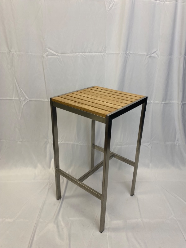 Photo 2 of BACKLESS WOOD SLATE W METAL FRAME BAR STOOL H29: