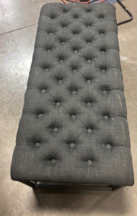 Photo 2 of VILLAGE CASA BLACK FABRIC BENCH W METAL FRAME