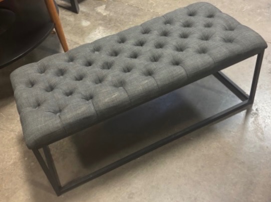 Photo 1 of VILLAGE CASA BLACK FABRIC BENCH W METAL FRAME