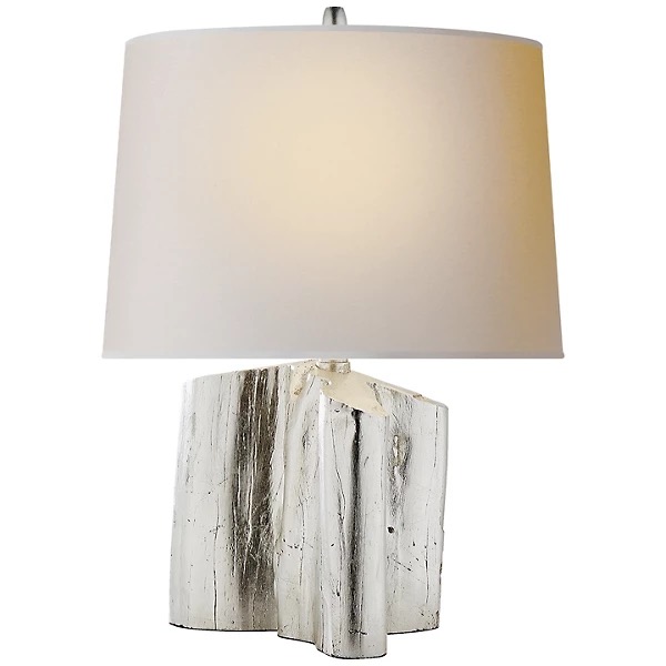 Photo 1 of NEW THOMAS O'BRIEN CARAMEL TABLE LAMP BURNISH SILVER LEAF FINISH W LINEN SHADE