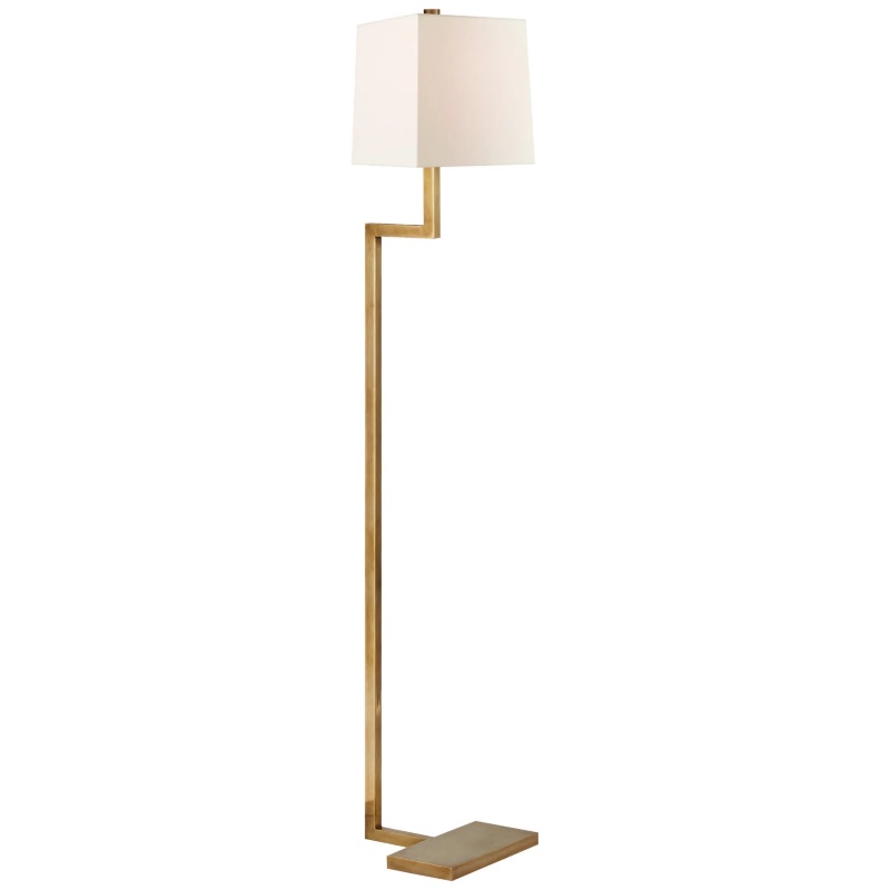 Photo 1 of NEW AERIN ALEXANDER FLOOR LAMP HAND-RUBBED ANTIQUE BRASS W MODERN SHADE 