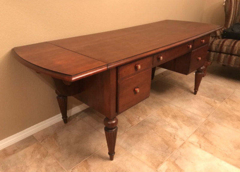 Photo 4 of ETHAN ALLEN DROP LEAF MARSHALS WRITING DESK 60”x 29”x 30” (CINNABAR)
 