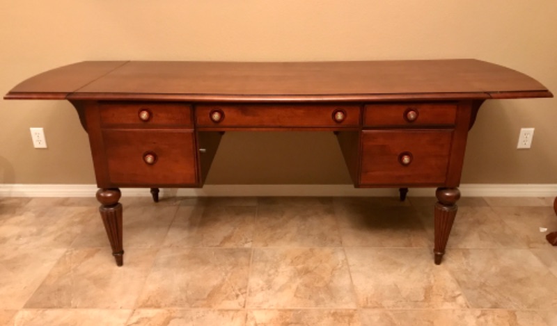 Photo 2 of ETHAN ALLEN DROP LEAF MARSHALS WRITING DESK 60”x 29”x 30” (CINNABAR)
 