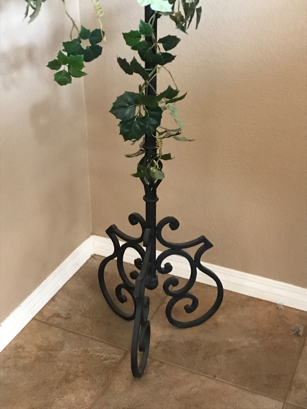 Photo 3 of ETHAN ALLEN  PLANT ON SCROLL STAND WITH FAUX PLANT 73.5" TALL