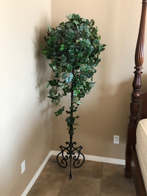 Photo 1 of ETHAN ALLEN  PLANT ON SCROLL STAND WITH FAUX PLANT 73.5" TALL