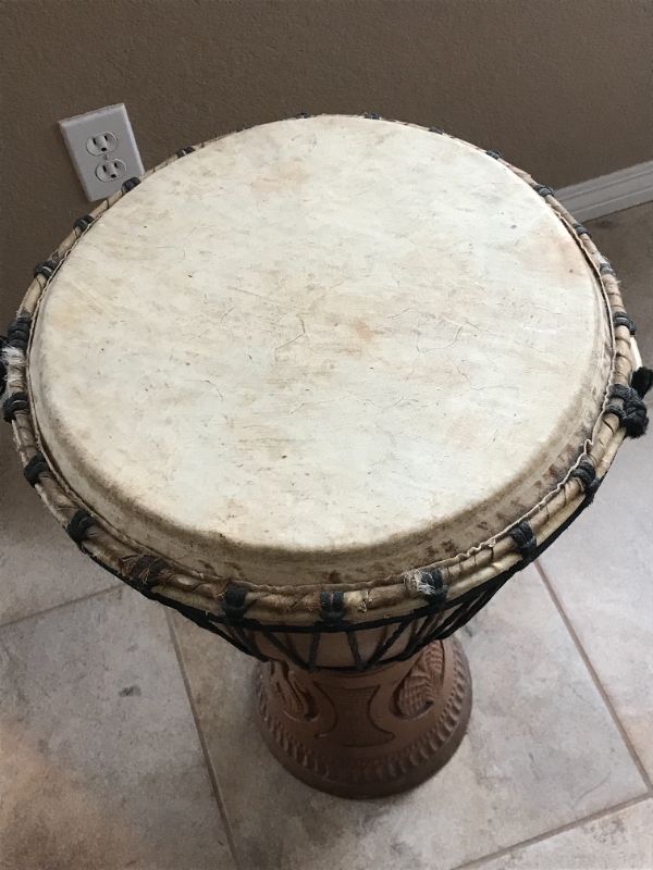 Photo 2 of VINTAGE AFRICAN DRUM 28” x 15”