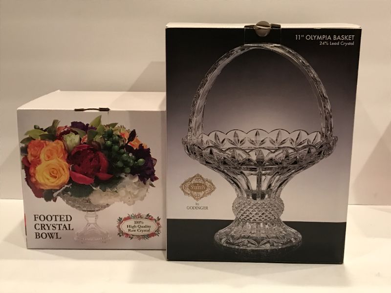 Photo 1 of SHANNON BY GODINGER 11” OLYMPIA BASKET 24% LEAD CRYSTAL AND A FOOTED CRYSTAL BOWL IN BOX