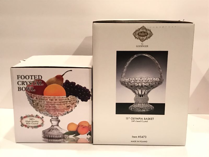 Photo 2 of SHANNON BY GODINGER 11” OLYMPIA BASKET 24% LEAD CRYSTAL AND A FOOTED CRYSTAL BOWL IN BOX