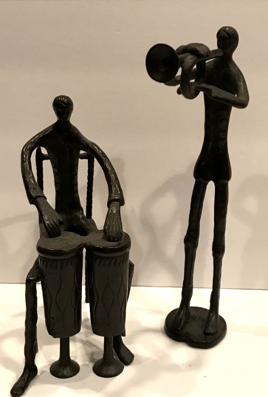 Photo 1 of GIACOMETTI STYLE BRONZE SCULPTED MUSICIANS / HOME DECOR 12” TALL