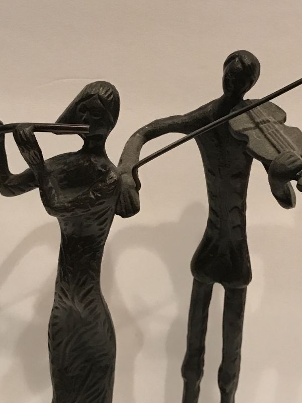 Photo 4 of GIACOMETTI STYLE BRONZE MUSICIAN SCULPTURES 11” TALL