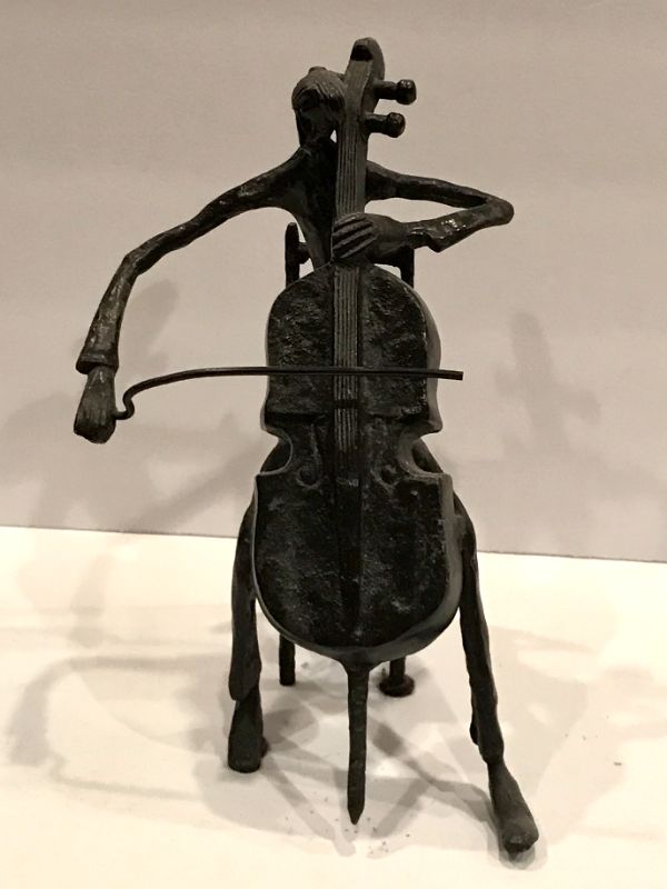 Photo 1 of GIACOMETTI SCULPTURE 'VIOLONCELLISTE JOUANT ASSIS' 20TH CENTURY 10”TALL