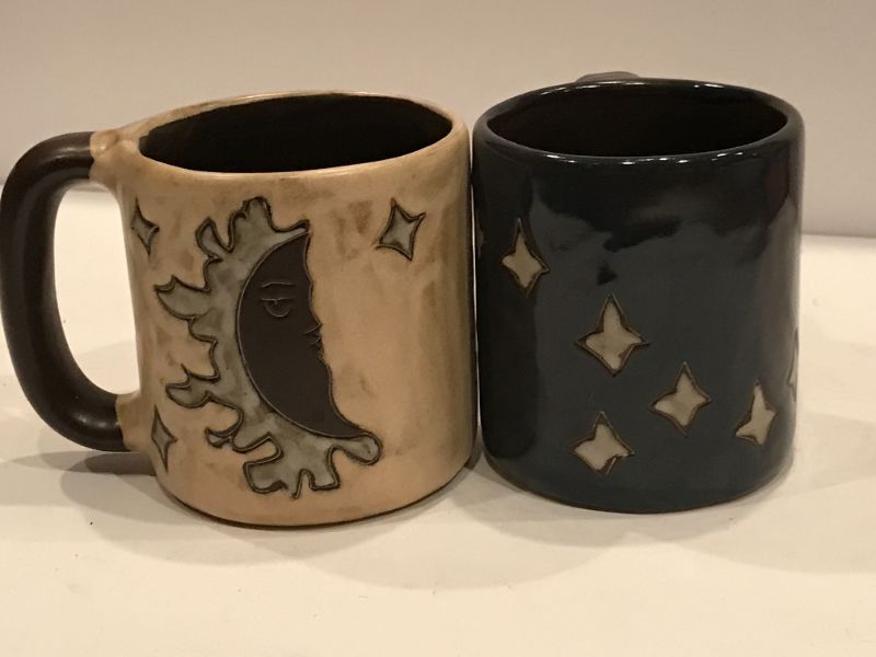 Photo 3 of DESIGN BY MARA MEXICO STONEWARE POTTERY COFFEE MUGS HALF MOON AND STARS 2 COUNT