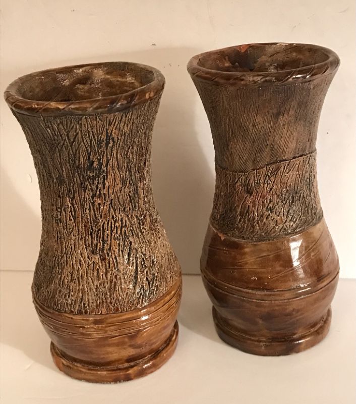 Photo 1 of AFRICAN CARVED WOODEN VASES