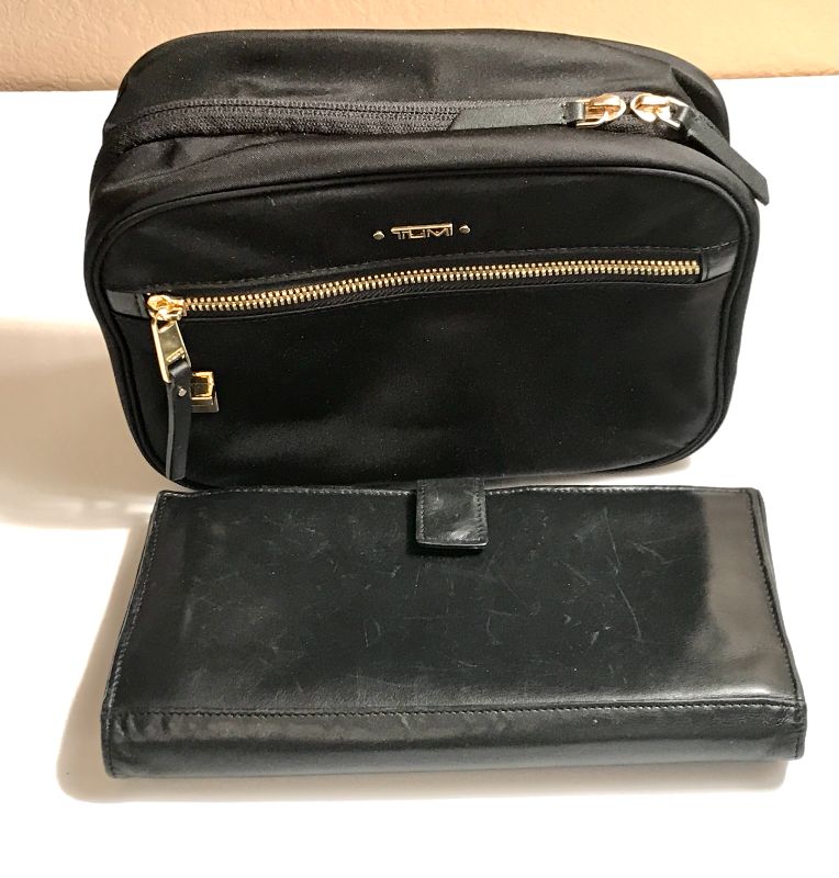 Photo 1 of TUMI VOYAGER MADELINE COSMETIC BAG & LEATHER WALLET