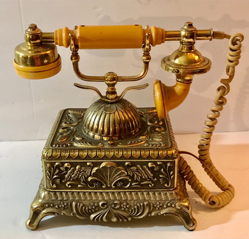 Photo 1 of ART NOUVEAU VINTAGE BRASS ROTARY TELEPHONE FRENCH /STYLE VICTORIAN/ORNATE