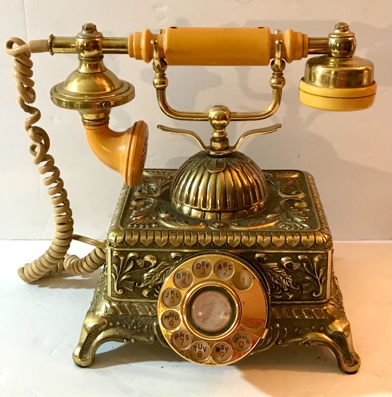 Photo 1 of ART NOUVEAU VINTAGE BRASS ROTARY TELEPHONE FRENCH /STYLE VICTORIAN/ORNATE