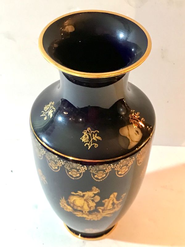 Photo 2 of LIMOGES CASTLE FRANCE 14” VASE WITH 22K GOLD TRIM