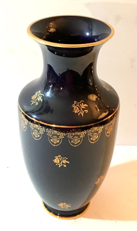 Photo 3 of LIMOGES CASTLE FRANCE 14” VASE WITH 22K GOLD TRIM