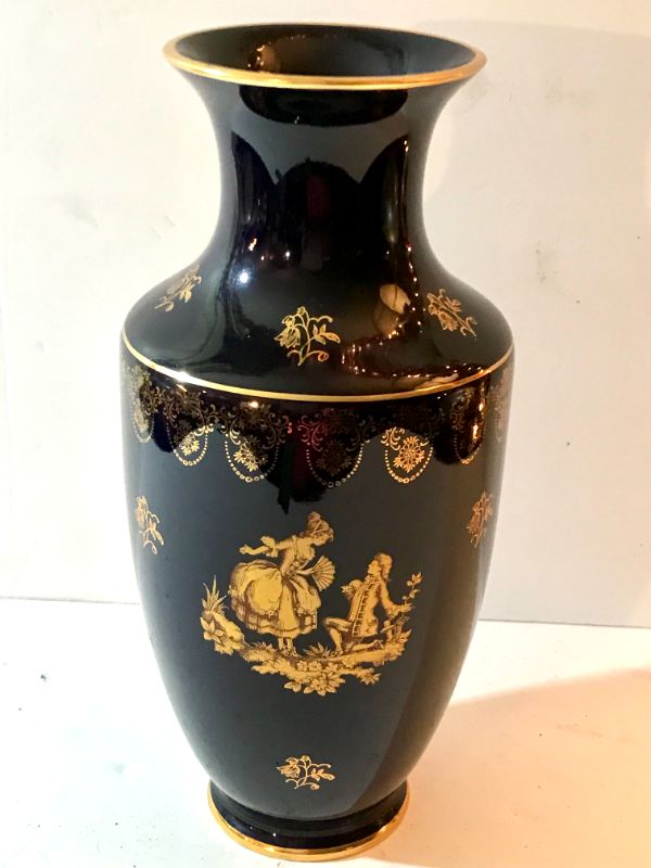 Photo 1 of LIMOGES CASTLE FRANCE 14” VASE WITH 22K GOLD TRIM