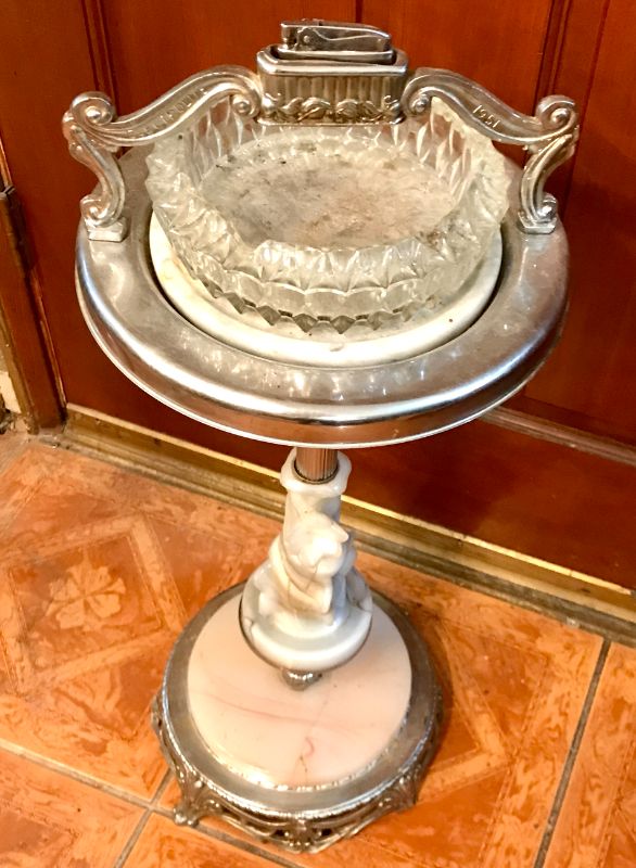 Photo 5 of ART DECO CHROME PLATED WITH MARBLE STANDING ASHTRAY