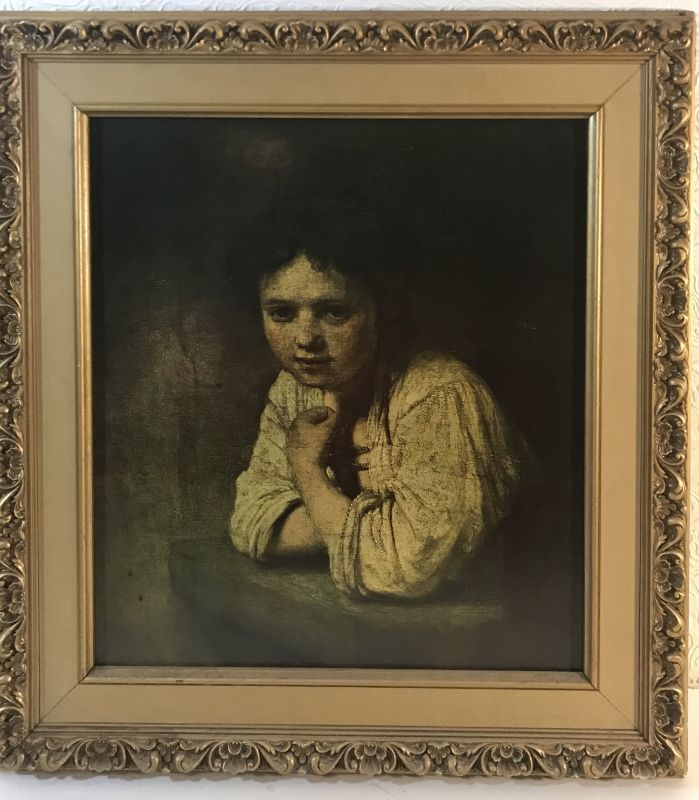 Photo 1 of FRAMED ANTIQUE "YOUNG GIRL AT WINDOW" ARTWORK 22" x 24"