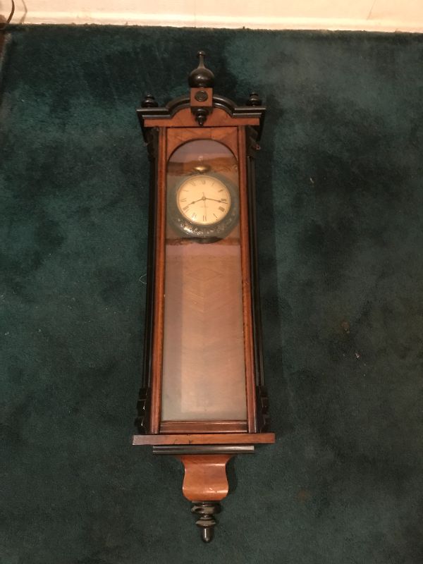 Photo 3 of SETH THOMAS WOODEN PLUG IN PENDULUM WALL CLOCK / MISSING PARTS 10.5”x 5.5”x 47”