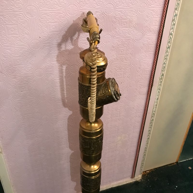 Photo 2 of RARE VINTAGE FRENCH STYLE TELEPHONE WITH TALL BRASS COLUMN STAND