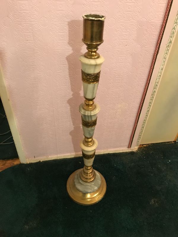 Photo 1 of MARBLE AND BRASS CANDLESTICK HOLDER 36” TALL